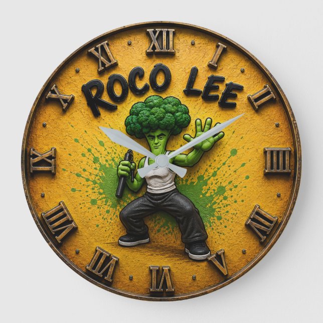 Relógio Grande Roco Lee Funny Broccoli Martial Arts  (Frente)