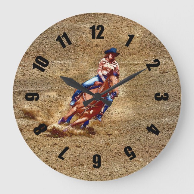 Relógio Grande Rodeo Cowgirl Barrel-Racing Western Themed Clock (Frente)