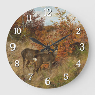 Relógio Grande Roe Deer com o Autumn Deixa a Vintage