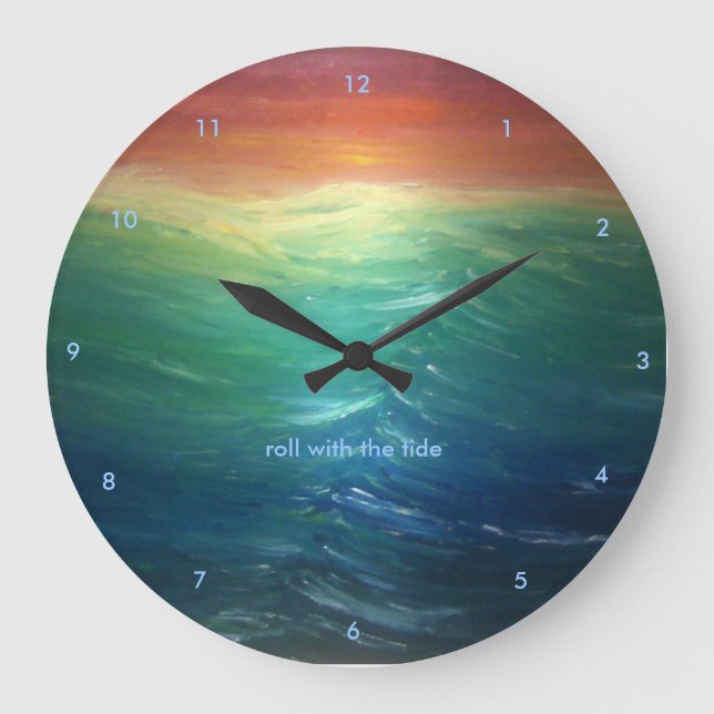 Relógio Grande "Rolar com a maré" Wall Clock (Frente)