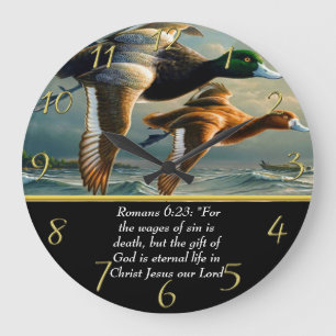 Relógio Grande Romanos 6:23 Cruz de fé cristã com patos