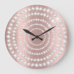 Relógio Grande Rosa Blush Vip Cinza Círculo Infinito De Diamante