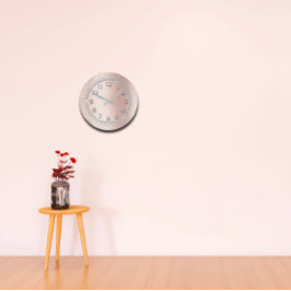 Relógio Grande Rosa Cinza com com com brilho Números Dourados Esc