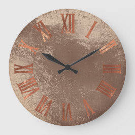 Relógio Grande Rosa de Cobre Negro Dourado Vidro de Bronze Romano