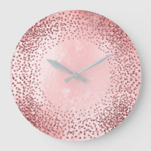 Relógio Grande Rosa de vidro cinzento do rosa do brilho dos