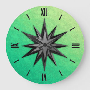 Relógio Grande Rosa dos ventos ônix - fundo verde peridoto