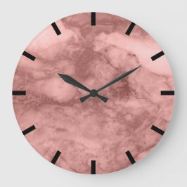 Relógio Grande Rosa Dourada Blush Carrara Marble White Stone