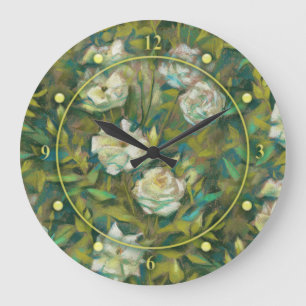 Relógio Grande "Rosa jardim", design floral retrô, horta e açou