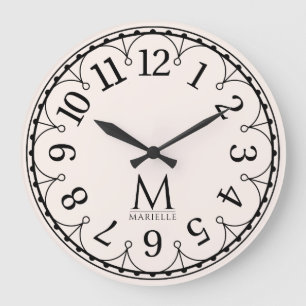 Relógio Grande Rosa Monogramada Vintage