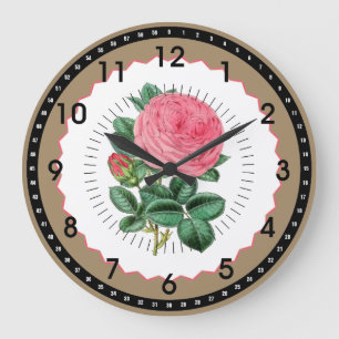 Relógio Grande Rosa Rosa Vintage
