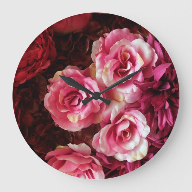 Relógio Grande Rosa, rosas vermelhas: fundo do tecido. (Frente)
