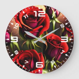 Relógio Grande Rosa vermelha digital das flores da Trabalho de ar