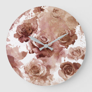 Relógio Grande Rosas de Aquarela 3