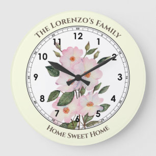 Relógio Grande Rosas de aquarela Ilustração Floral de Ballerina