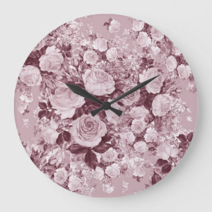 Relógio Grande Rosas De Chá: Padrão De Buquê De Aquarela.
