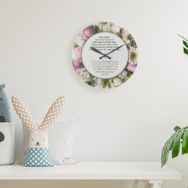 Relógio Grande Rosas rosa - Lar Bênção Hebraico e Inglês