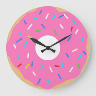 Relógio Grande Rosquinha Cor-de-rosa com pulverizadores