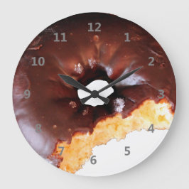 Relógio Grande Rosquinha do bolo amarelo do fosco do chocolate