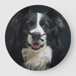 Relógio Grande Rosto de Border Collie