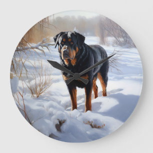Relógio Grande Rottweiler Deixe Nevar Natal