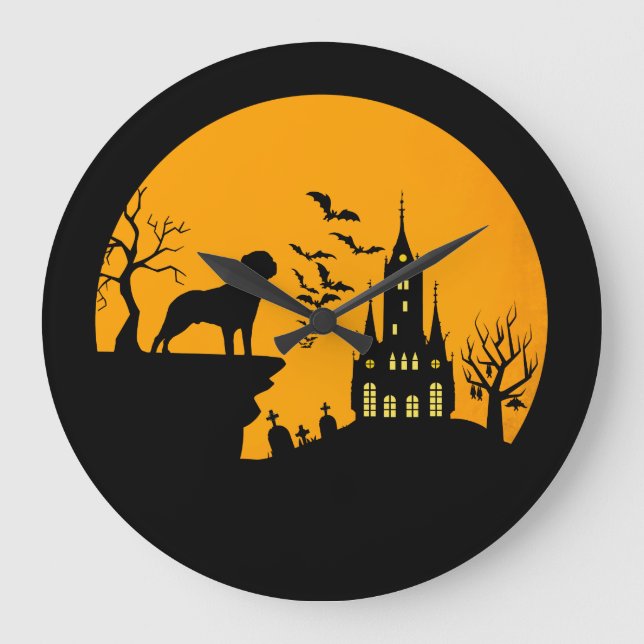 Relógio Grande Rottweiler Halloween (Frente)