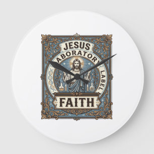 Relógio Grande Rótulo de Laboratório de Jesus Fé Rótulo de Labora