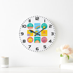 Relógio Grande Rótulos de Sala de Aula Motivacional para Recompen