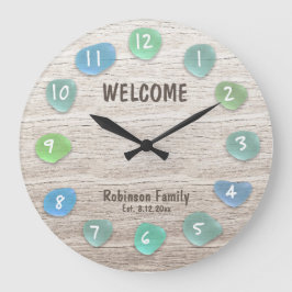 Relógio Grande Roubo de praia de vidro do mar personalizado