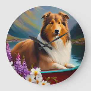 Relógio Grande Rough Collie em um Paddle: Uma Aventura Cênica