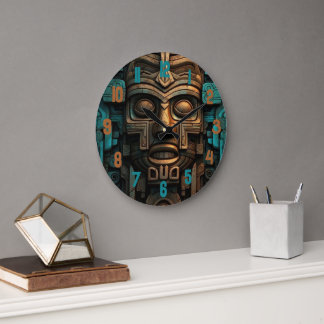 Relógio Grande Round Black Wooden Frame Clock