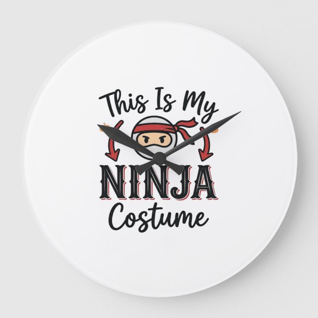 Relógio Grande Roupa de Ninja Engraçada Design de Vetor de Hallow (Frente)