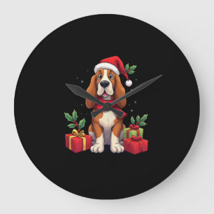 Relógio Grande Roupas de Natal engraçadas para cães Basset Hound
