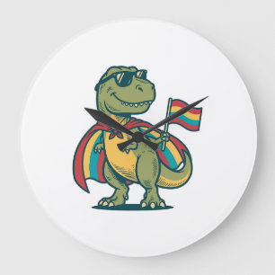 Relógio Grande Roupas Vetoriais de Dinossauro Orgulho Fofo Design