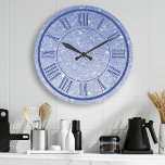 Relógio Grande Roxo Glitter Roman Numeral Sparkle Girly<br><div class="desc">Glitter Romano Numeral Sparkle Girly Large Clock</div>