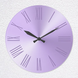 Relógio Grande Roxo Lavanda Pálido Foil Ombré Números Romanos