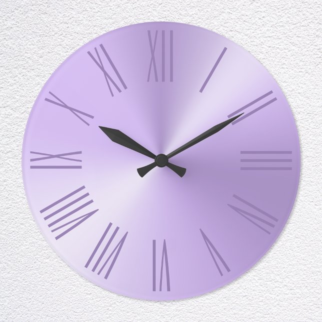 Relógio Grande Roxo Lavanda Pálido Foil Ombré Números Romanos (Criador carregado)