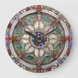 Relógio Grande Ruby, Ametist, Sapphire e Pearl Mandala