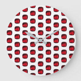 Relógio Grande Ruby Gemstone Pattern, Julho Birthstone Large Cloc