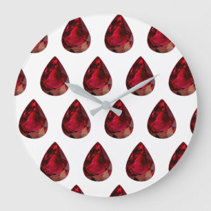 Relógio Grande Ruby Gemstone Pattern, Julho Birthstone Large Cloc