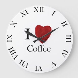 Relógio Grande Rund Wanduhr Eu adoro café