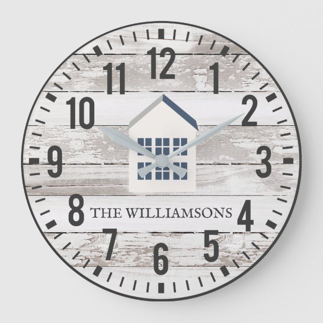 Relógio Grande Russo Chippy Planks Nome Personalizado Família Far (Frente)