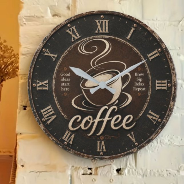 Relógio Grande Rustic Coffee Bar Decor Gift (Criador carregado)