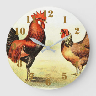 Relógio Grande Rustic Country Rooster Elegant