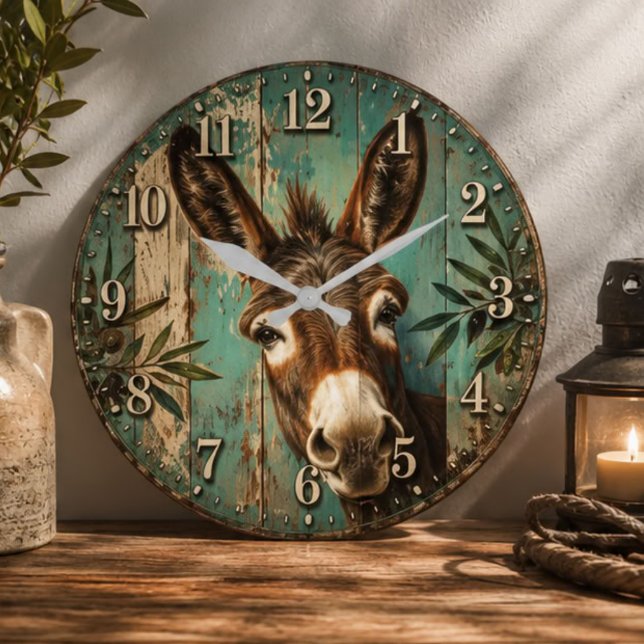 Relógio Grande Rustic Donkey (Criador carregado)