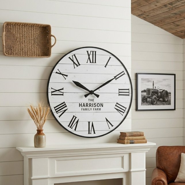Relógio Grande Rustic Farmhouse Roman Numeral Wall Clock (Criador carregado)