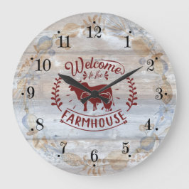 Relógio Grande Rustic Farmhouse Rooster Wall Clock