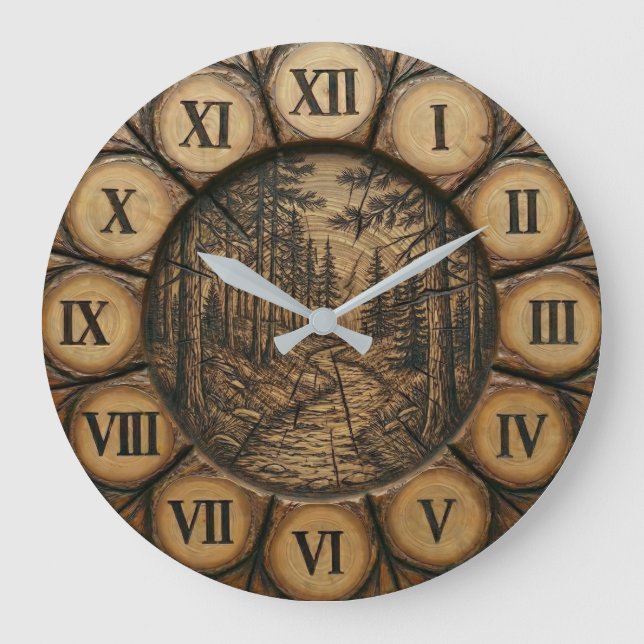 Relógio Grande Rustic Forest Path Wall Clock  (Frente)