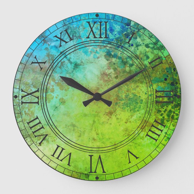 Relógio Grande Rustic Industrial Inspirated Art Green Blue Wall (Frente)