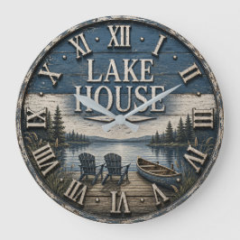 Relógio Grande Rustic Lake House Vintage Cabin Canoe Lake