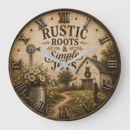 Relógio Grande Rustic Roots & Simple Joys Vintage Farmhouse Barn 
